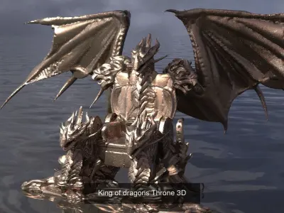 Dragon Sculpture Throne collection 1 3D Model Pack