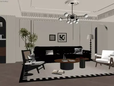 French Retro Style Living Room 3D model