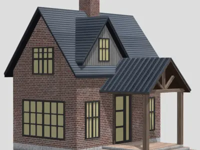 American Style Cottage - Town House Model Low-poly 3D model