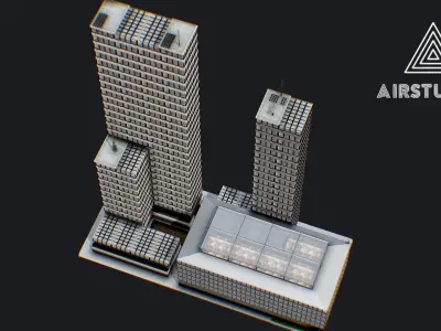 Low Poly - New York City Block 4 Low-poly 3D model