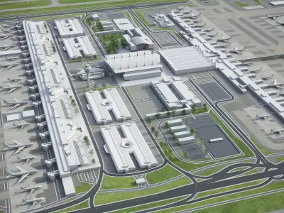 Munich - International Airport - MUC Low-poly 3D model