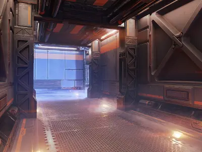 4 Sci-fi corridor trim sheet textures Low-poly 3D model