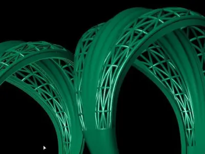Net grid fusion gold ring 3D print model