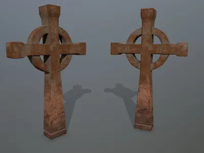 tombstone set two tombstones Low-poly 3D model