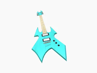 Electric Guitar H04 Light Blue - Music Instrument Design Low-poly 3D model