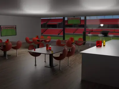 Football Stadium and Interiors Low-poly 3D model