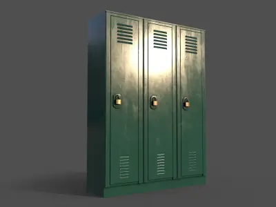 PBR School Gym Locker 01 - Green Dark Low-poly 3D model
