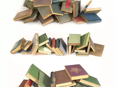Scattered books on the floor set 4 3D model