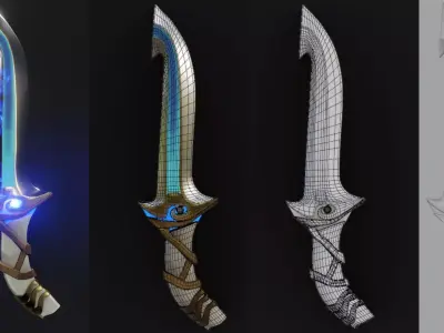 Stylish Gaming Dagger 3D Model Low-poly 3D model