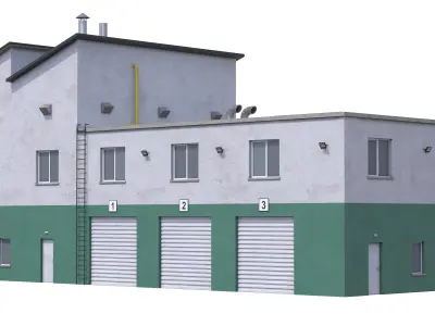 Industrial Building 15 Green Low-poly 3D model