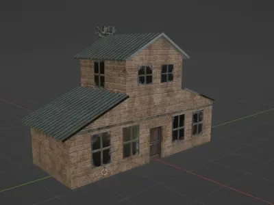 2 BUILDINGS FOR GAME  Low-poly 3D model
