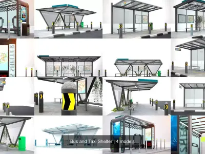Bus and Taxi Shelter 3D Model Pack