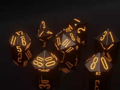 RPG Polyhedral Dice Set Wood Carved Style 3D print model