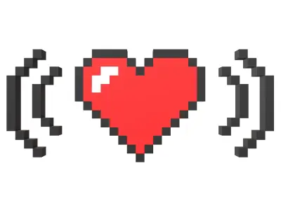 Pixel Heart Radio v1 001 Low-poly 3D model