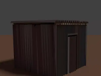 Corrugated iron sheet house Low-poly 3D model