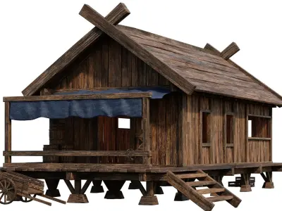 Old Building House 4K Textures GameReady 71 Low-poly 3D model