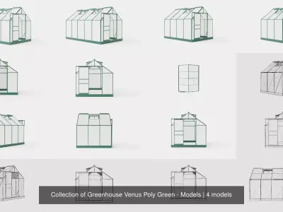 Collection of Greenhouse Venus Poly Green - 4 Models 3D Model Pack