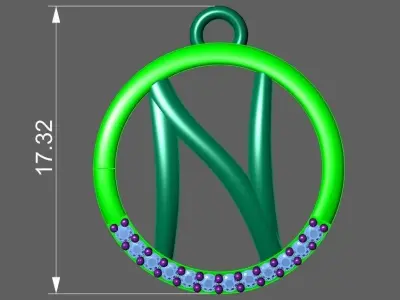 Initial Letter Pendant N 3D print model