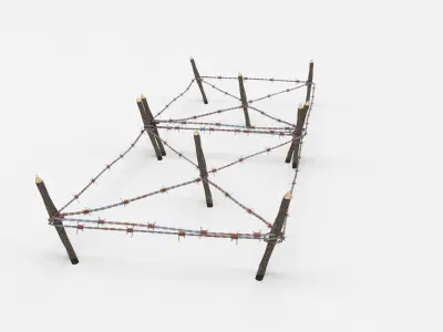 Low Poly Barb Wire Obstacle Low-poly 3D model