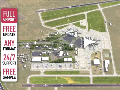 Baku - Heydar Aliyev Airport Low-poly 3D model