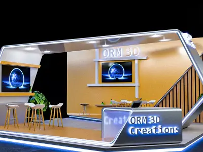 Minimalistic Futuristic Booth Design Exhibition in Blender 3D model