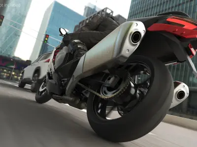  Suzuki Hayabusa Sportbike with Full Fairing and Red Trim Black Simplified 