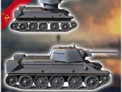 T-34-76 1943 ChTz - Soviet army WW2 Second World East front Ostf 3D print model