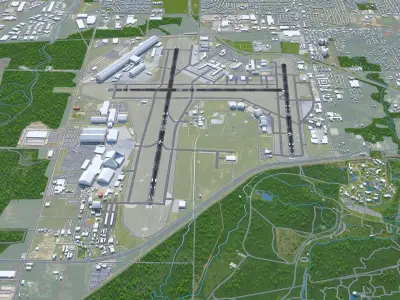 Tulsa Airport 12km Low-poly 3D model