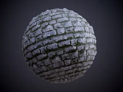 Cobblestone Walkway Grass Seamless PBR Texture Texture