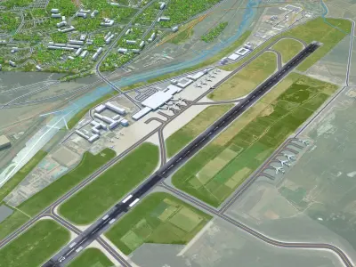 Pyongyang Sunan Airport Low-poly 3D model