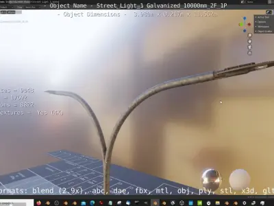 Street Light 1 Galvanized 10000mm 2F 1P Low-poly 3D model