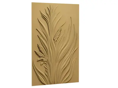 Modern Floral Bas-Relief Wall Decor Set STL Mural CNC 395 3D model