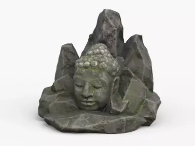 Rock Buddha 1004 - Grey Jagged Stone Low-poly 3D model