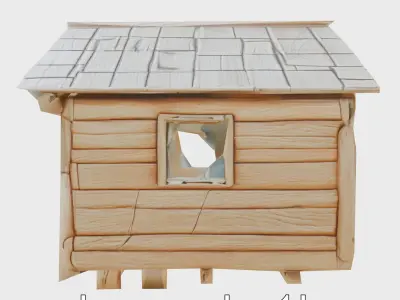Weathered Timber Haven Wooden Cabin Model Low-poly 3D model