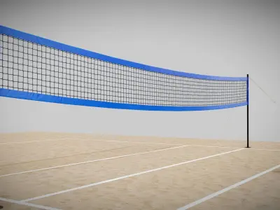 Volleyball Net with Volleyball Low-poly 3D model