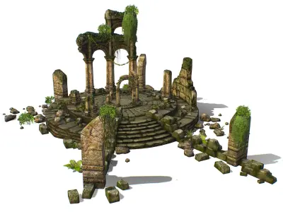 Constructor Ancient Jungle Portal Ruins Rocks Low-poly 3D model