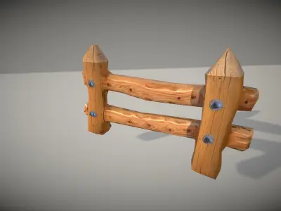 Cartoon Forest Fence Low-poly 3D model