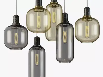 normann copenhagen amp pendant lamp grey and gold 3D model