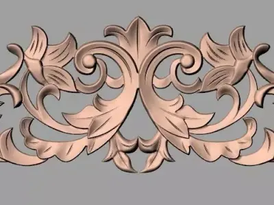 Furniture decorative flower 3D STL model for CNC carving E046 3D model