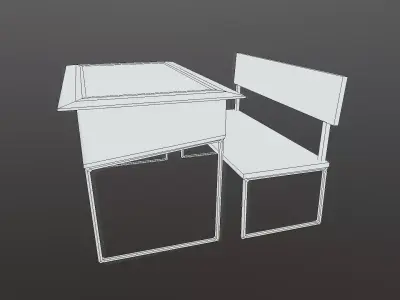  Classroom Bench Low-poly 3D model