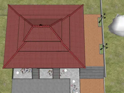 Traditional wooden mosque prayer room  3D model