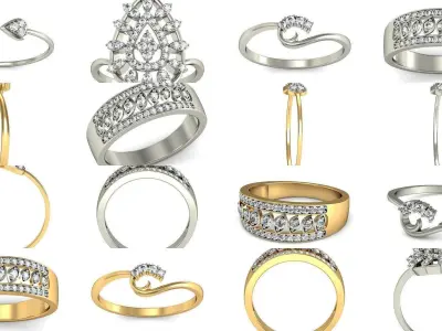 36 Women ring stl render detail 3D print model 3D Model Pack