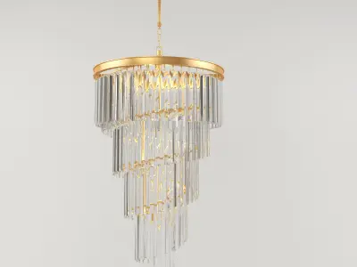 luster chandelier with crystals hanging from it 3D model