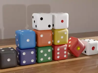 Game dices on the wooden floor 3D print model