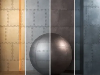 4K Steel Metal Plate Textures  - 12 in 1 - Seamless PBR Texture