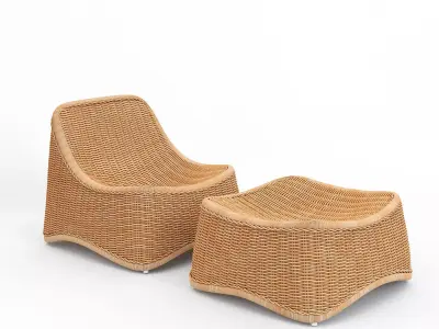 Chill Lounge Chair and Stool Exterior 3D model