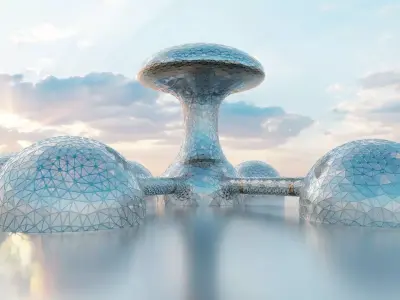 Sci Fi future Mars Base Glass City 3D model