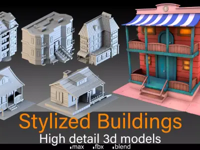 Stylized Fantasy Buildings Pack 3D model