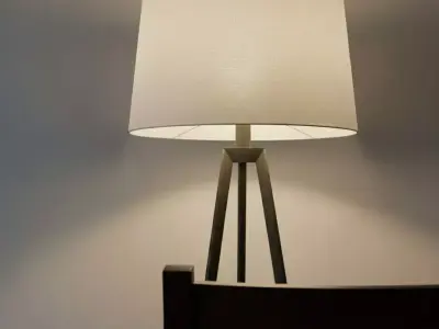 Modern Tripod Table Lamp with Warm Glow Low-poly 3D model