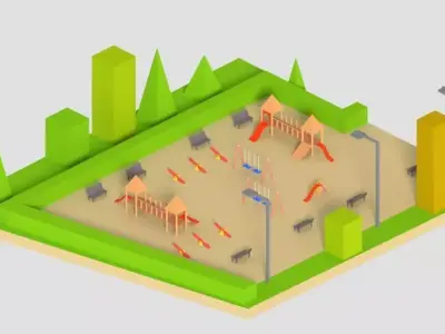 Park with children games Low-poly Low-poly 3D model